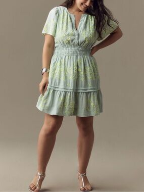 Anthropologie Somerset Embroidered Mini Dress